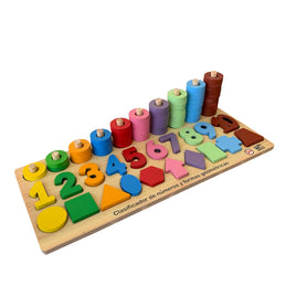 clasificador ensarte figuras geometricas colores juguete educativo montessori preescolar educacion contador numeros preescolar